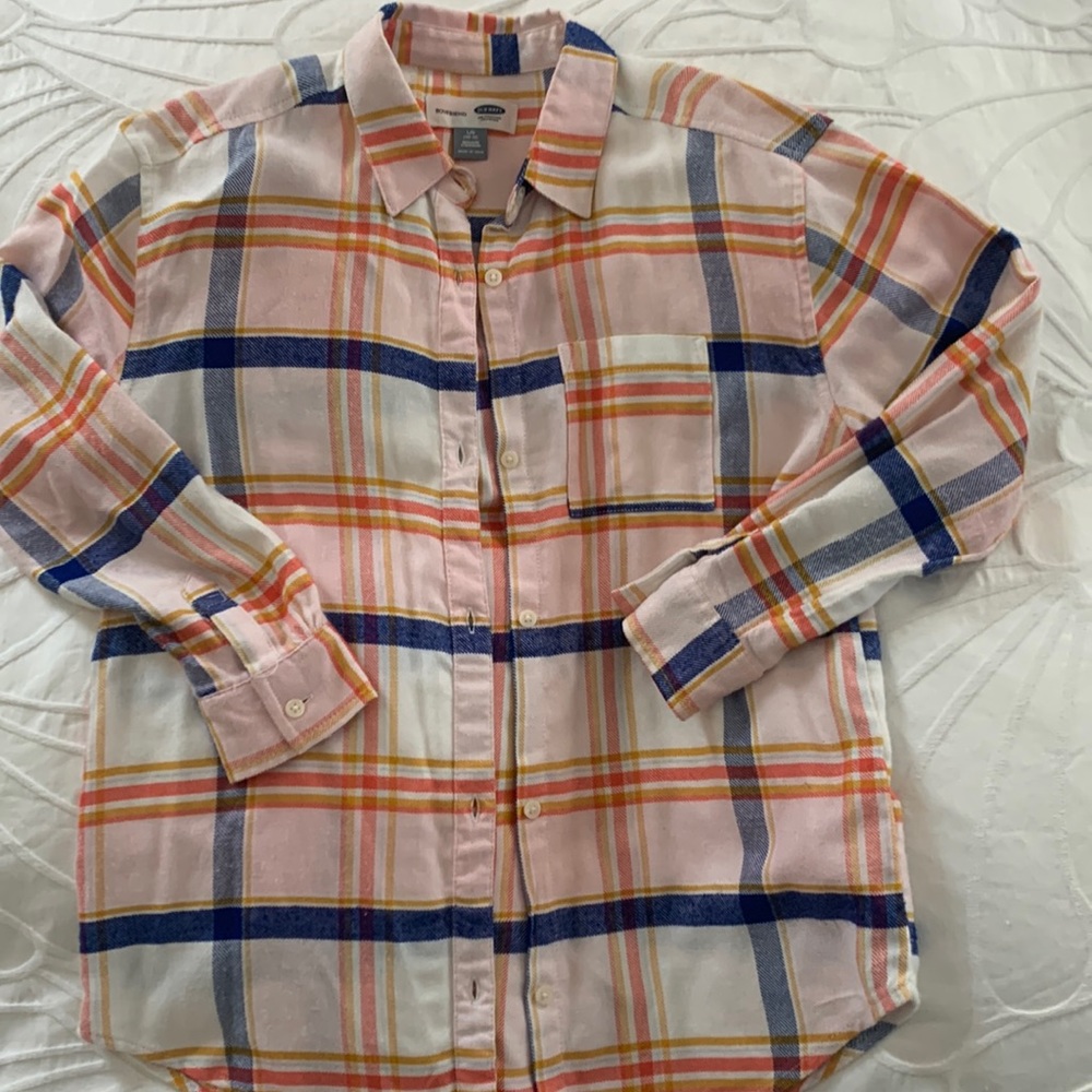 Girls Old Navy Plaid Boyfriend Flannel Shirt